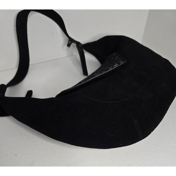 Sabrina Scala Black Suede with "Stained Glass" Leather Flap Hobo Shoulder Bag - Picture 5 of 10